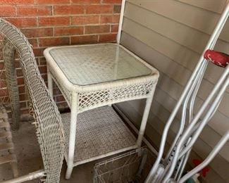 #51	white wicker end table square	 $30.00 
