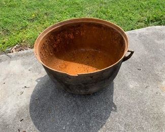 #56	iron kettle pot w chip and rust 	 $75.00 
