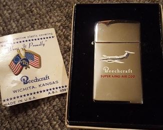 Beechcraft Zippo lighter and pin