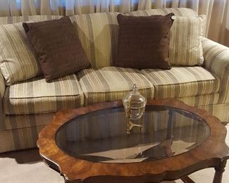 Stripe earth tone sofa, excellent condition