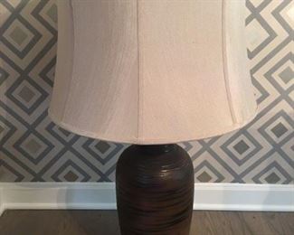 1960s large table lamp with new shade, finial, wiring