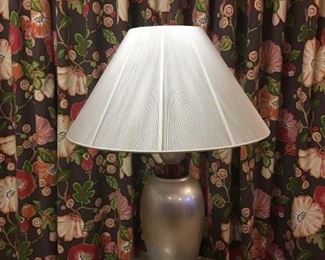 Metallic table lamp with string shade, Merchandise Mart