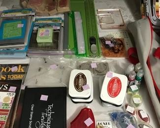 Scrapbook items including ink, dies, paper, cards,,,,