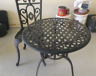 Cute outdoor table and chair.
