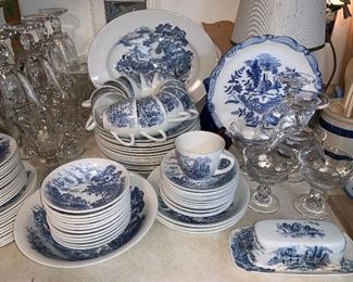 Enoch Wedgwood "Countryside" blue & white dishes 