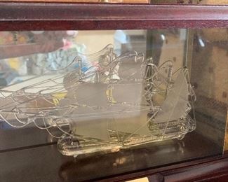 Glass ship in frames box