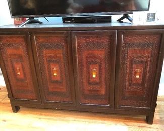 Beautiful carved console or TV cabinet  54" x 14.5" x 34".