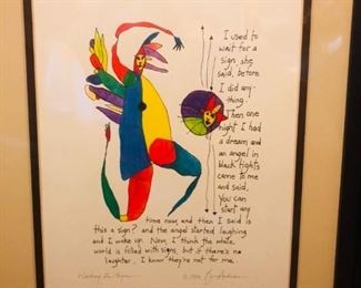 Colorful ink & pen art/poetry piece by B. Andreas. (11.5" W x 14.5" H)