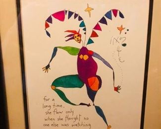 Colorful ink & pen art/poetry piece by B. Andreas.  (11.5" W x 14.5" H)