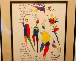 Colorful ink & pen art/poetry piece by B. Andreas.. (16" W x 20" H)
