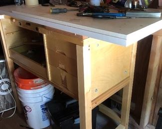 Great workbench with drawers and cubbies.  