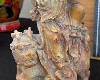 Chinese Carved Soapstone Detailed Flute Player