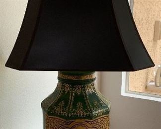 Hand Painted Asian Tin Lamp	