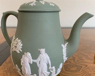 Wedgwood Jasperware Green Teapot/ Coffee Pot