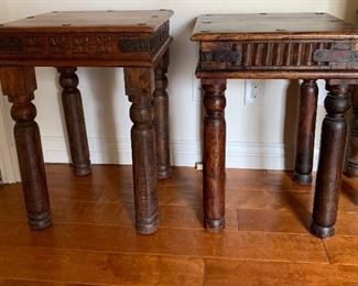 2 Rustic Distressed Wood End Tables PAIR	25x18x18in	HxWxD