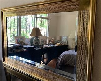 Heavy Brass Frame Vintage Mirror	34H x 53in W