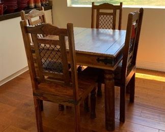 Rustic Multi-Stain Wood Dinning Table with 4 Chairs	35.5x35.5x30	HxWxD
