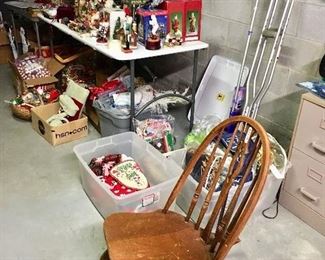 Basement with Christmas Décor, Vintage Furniture and Tools
