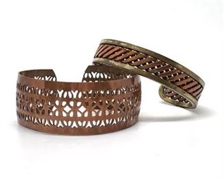 Lot 105 
Vintage Copper and Brass Cuff Bracelets