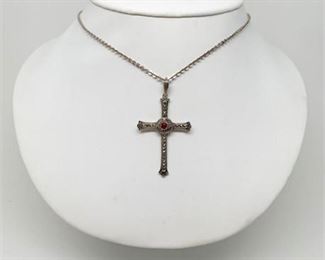 Lot 200 
Antique Sterling and Marcasite Crucifix Pendant