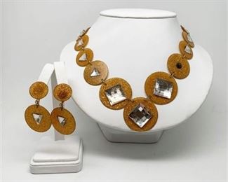 Lot 215 
Vintage CastleCliff Lucite Disc Necklace Set