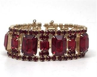Lot 219 
Vintage Rhinestone Bracelet Red Stones