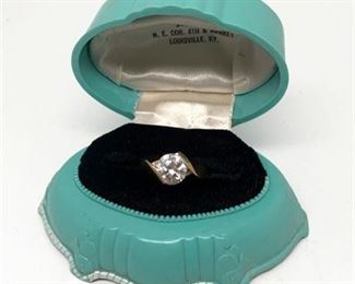 Lot 471-1 
Vintage Blue Celluloid Presentation Box with CZ Ring