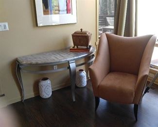 Console table and wing chair