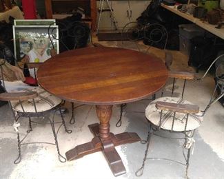 antique solid oak icesream set