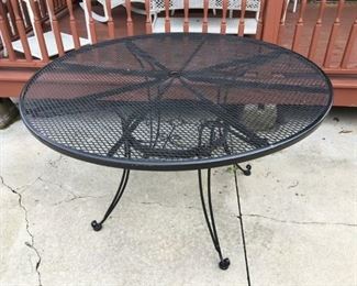 Black metal patio table, $30