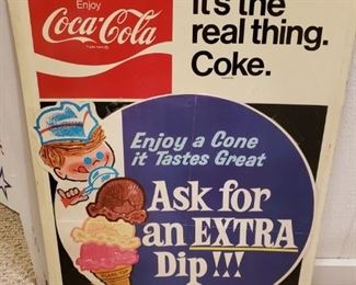 Vintage Coke sign with "Extra" Paper flare top cone ad 
$60 