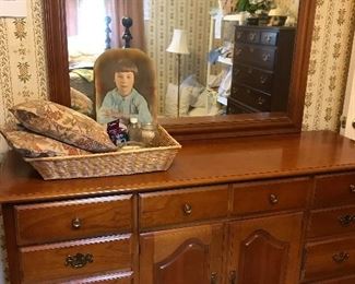 Large vintage cherry dresser by Lenoir House, a division of Broyhill.