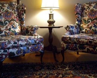 Wingback chair, custom upholstery, by Moehsmer (2 available)