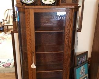 Antique oak china display case