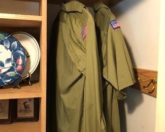 adult Scout leader Vintage Boy Scout Uniforms, shirt, pants, belt, ties. From the 1950’s