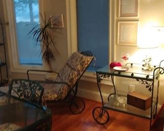 Woodard glass top Rolling  Drink Cart.