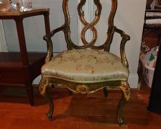Antique French Country Occasional Chair for Belle Hand Painted Floral 