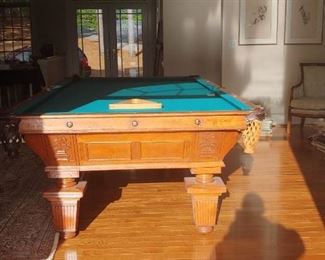 Brunswick 1897 Manhattan Billiards Table restored and maintained by Fayetteville Billiards