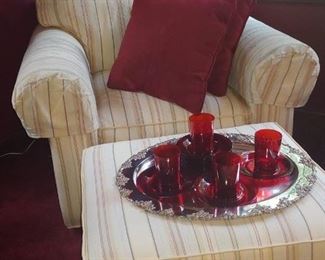 Clean Reading Nook Ready Chair and Ottoman.