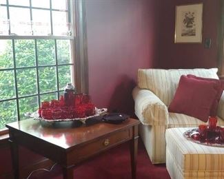 Ruby Red Cocktail Shaker w/ Ruby Red glass and luncheon set. 