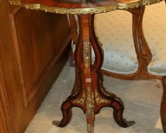 Antique inlaid tilt top table