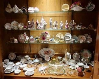 Dresden and Meissen porcelain figurines, plus cup and saucer collection