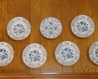Blue and white antique plates