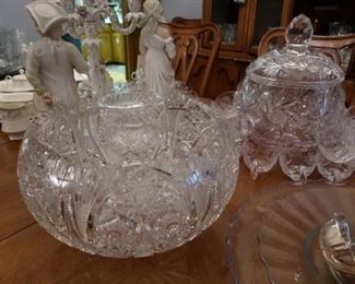 Beautiful antique brilliant cut glass punch bowl