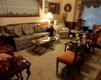 Sofa bed, tables, chairs