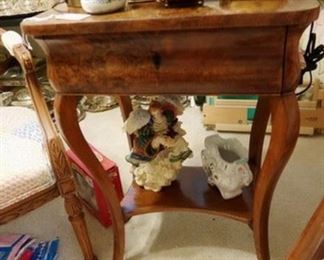 Tilt top antique sewing table