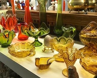 Vintage colored glass vases
