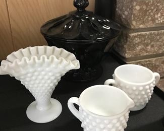 Milk glass and hobnail