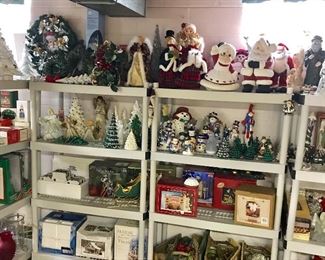 Christmas trees, Santa Claus, snowmen, pine trees