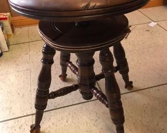 antique ball and claw foot piano stool